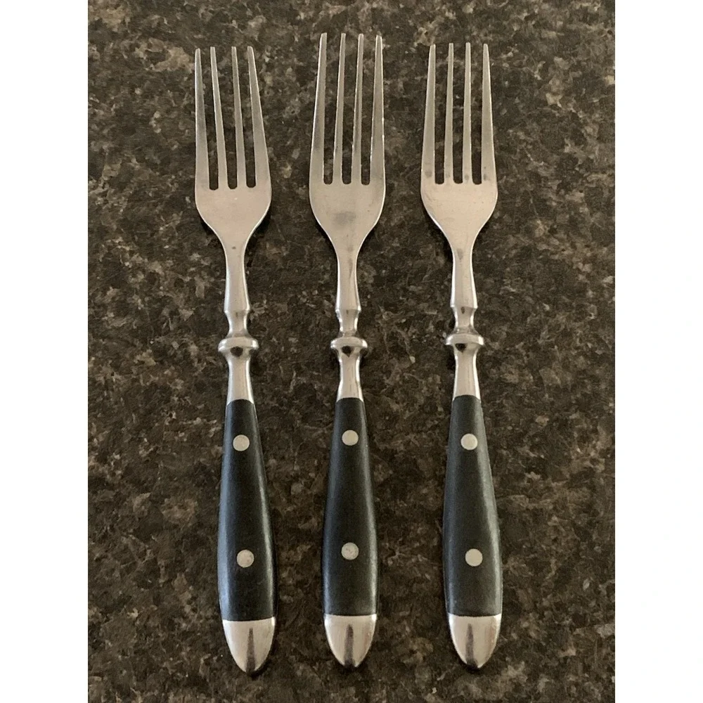 Hampton Silversmiths BISTRO BLACK Dinner Forks Lot Set of 4 Stainless